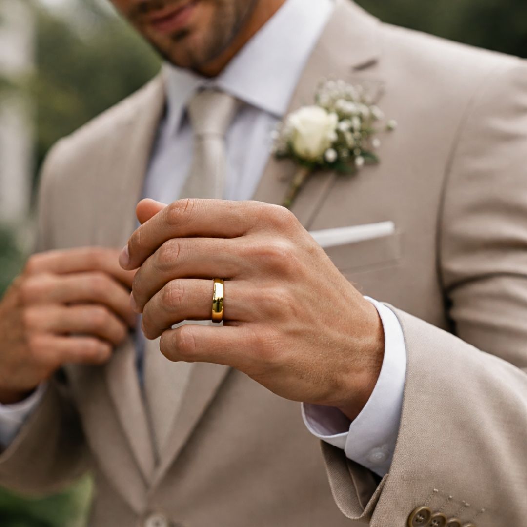 Tungsten Ring 6mm Classic Gold Comfort fit band - Tungsten Titans