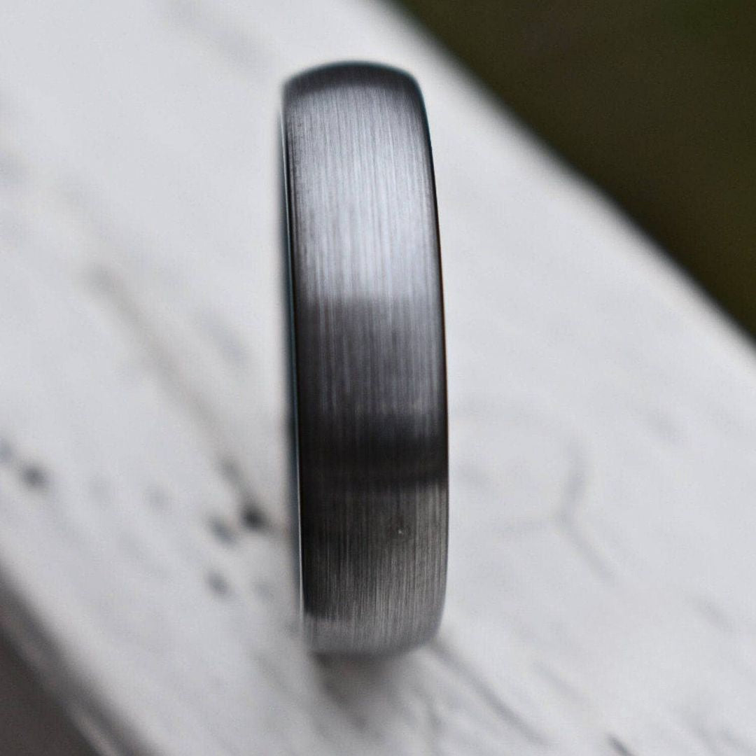 Tungsten 6mm Ring Brushed Silver with Black Comfort fit band - Tungsten Titans