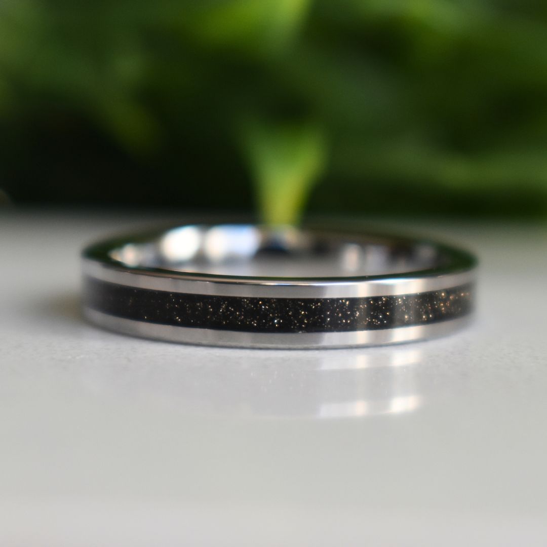 Tungsten Ring Black Druzy Quartz Wedding Band - Tungsten Titans