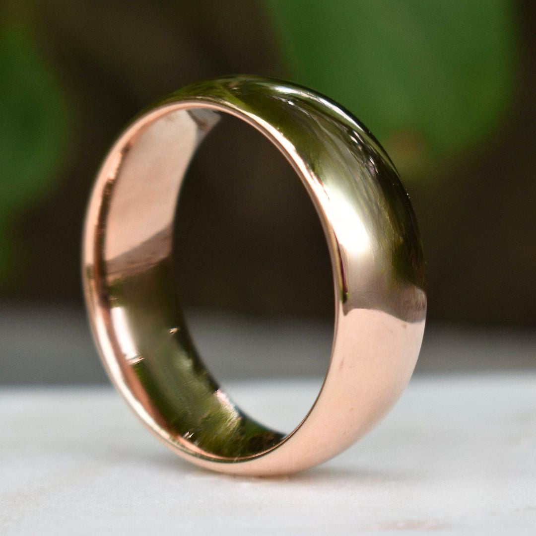 High Polished Rose Gold 8mm Tungsten Ring - Tungsten Titans
