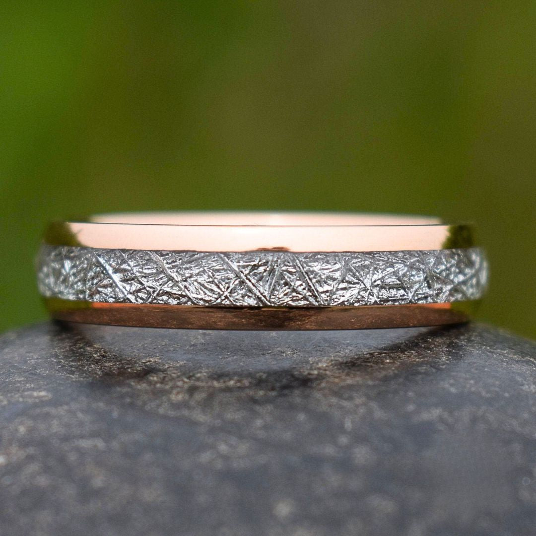 Tungsten 6mm Ring Rose Gold with Meteorite - Tungsten Titans