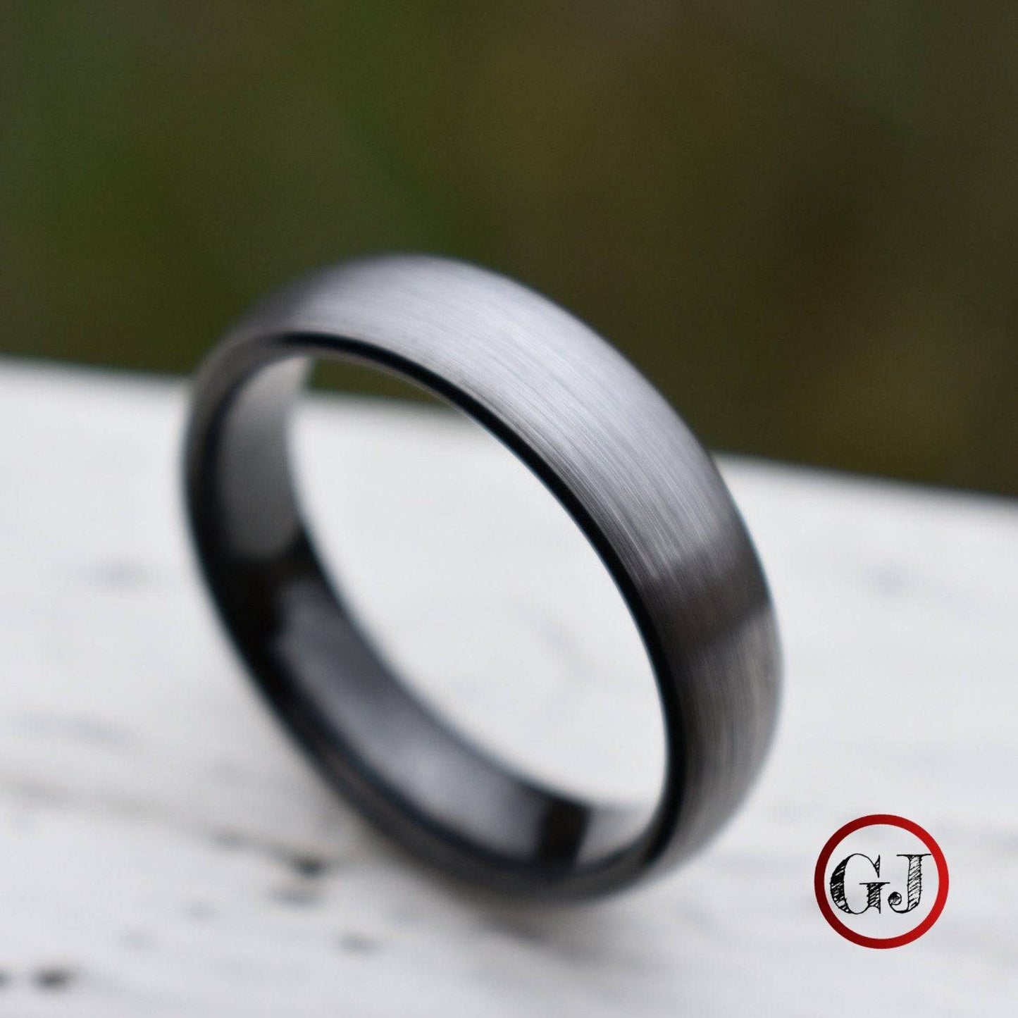 Tungsten 6mm Ring Brushed Silver with Black Comfort fit band - Tungsten Titans