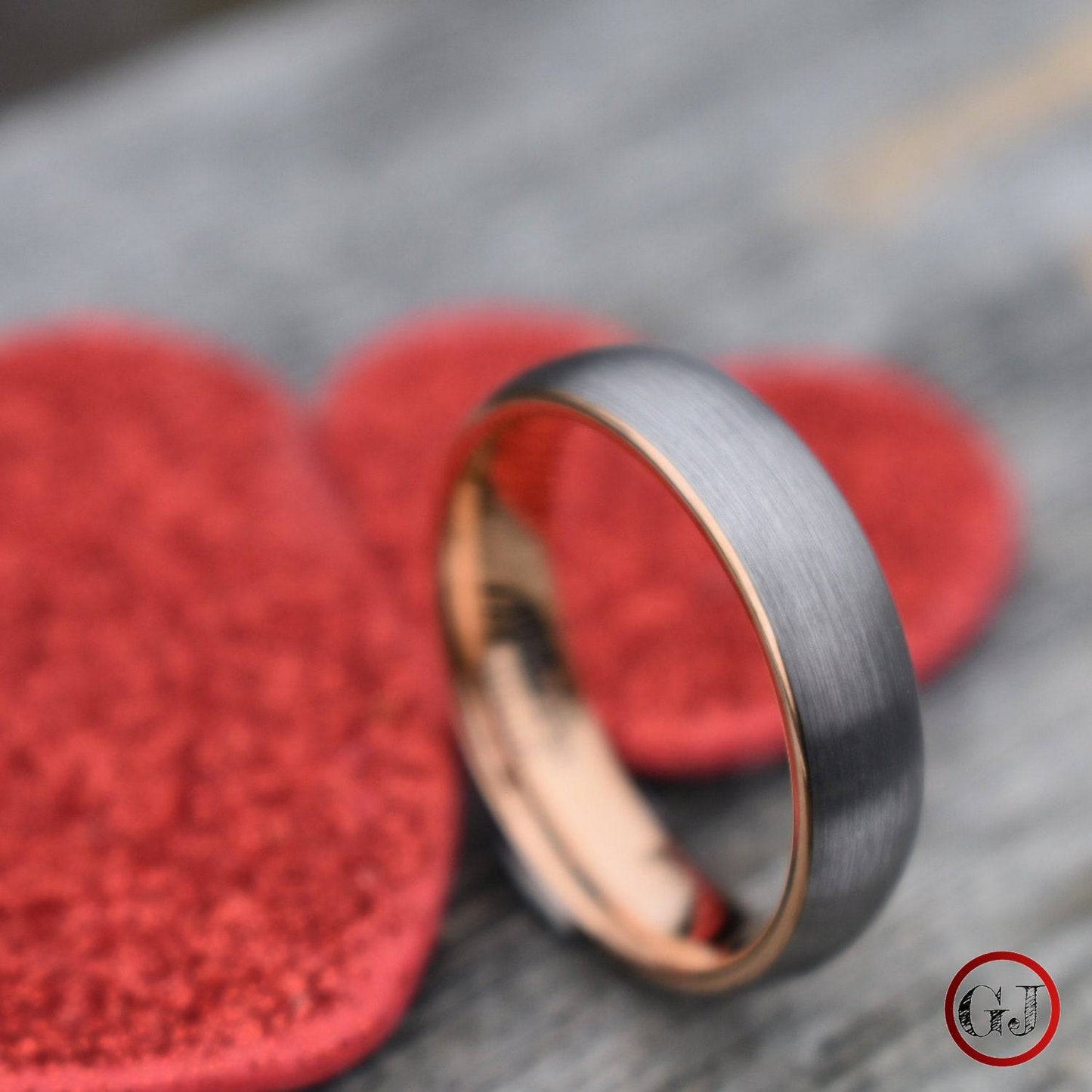 Tungsten 6mm Ring Brushed Silver with Rose Gold Comfort fit band - Tungsten Titans
