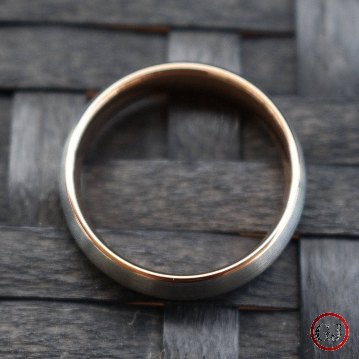 Tungsten 6mm Ring Brushed Silver with Rose Gold Comfort fit band - Tungsten Titans