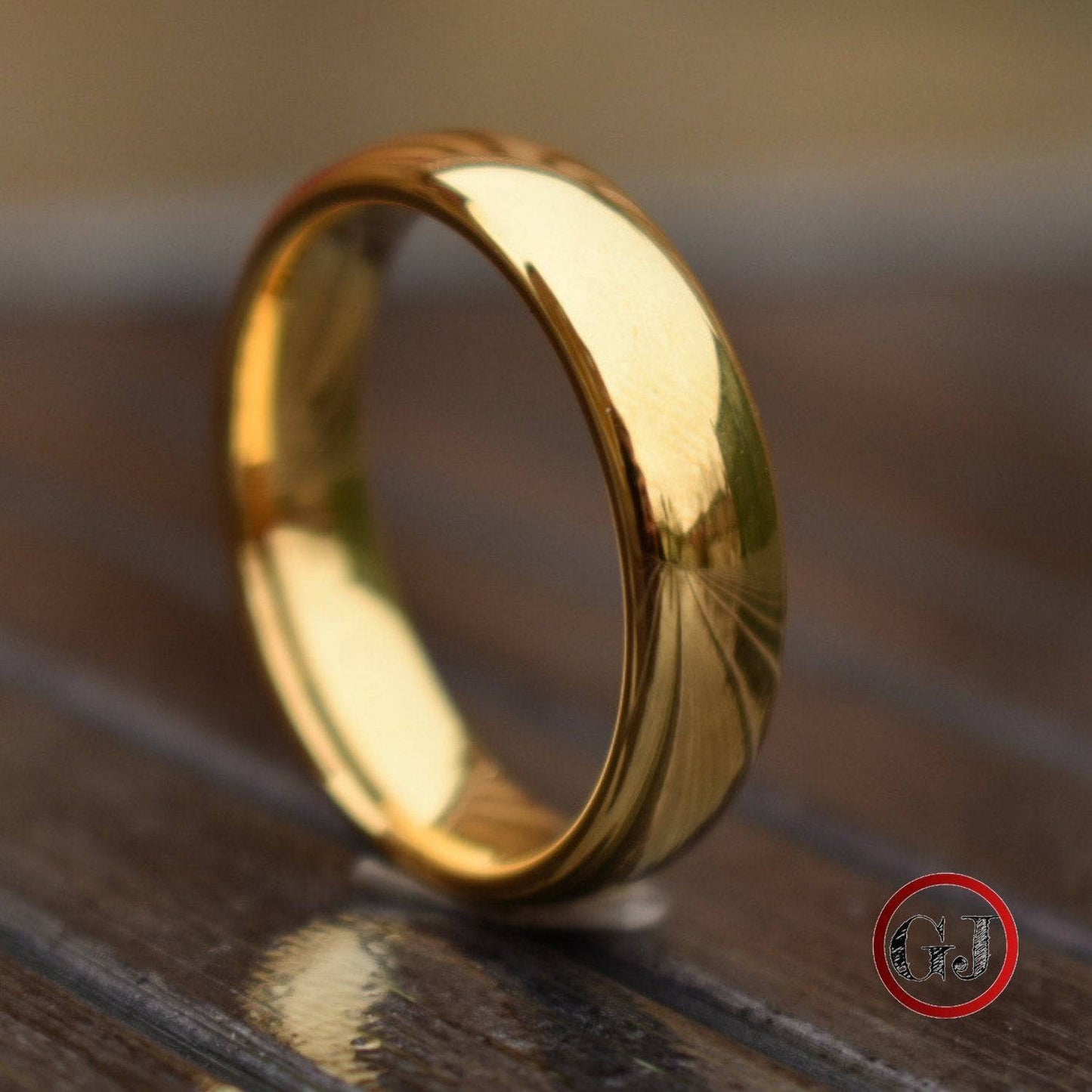 Tungsten Ring 6mm Classic Gold Comfort fit band - Tungsten Titans