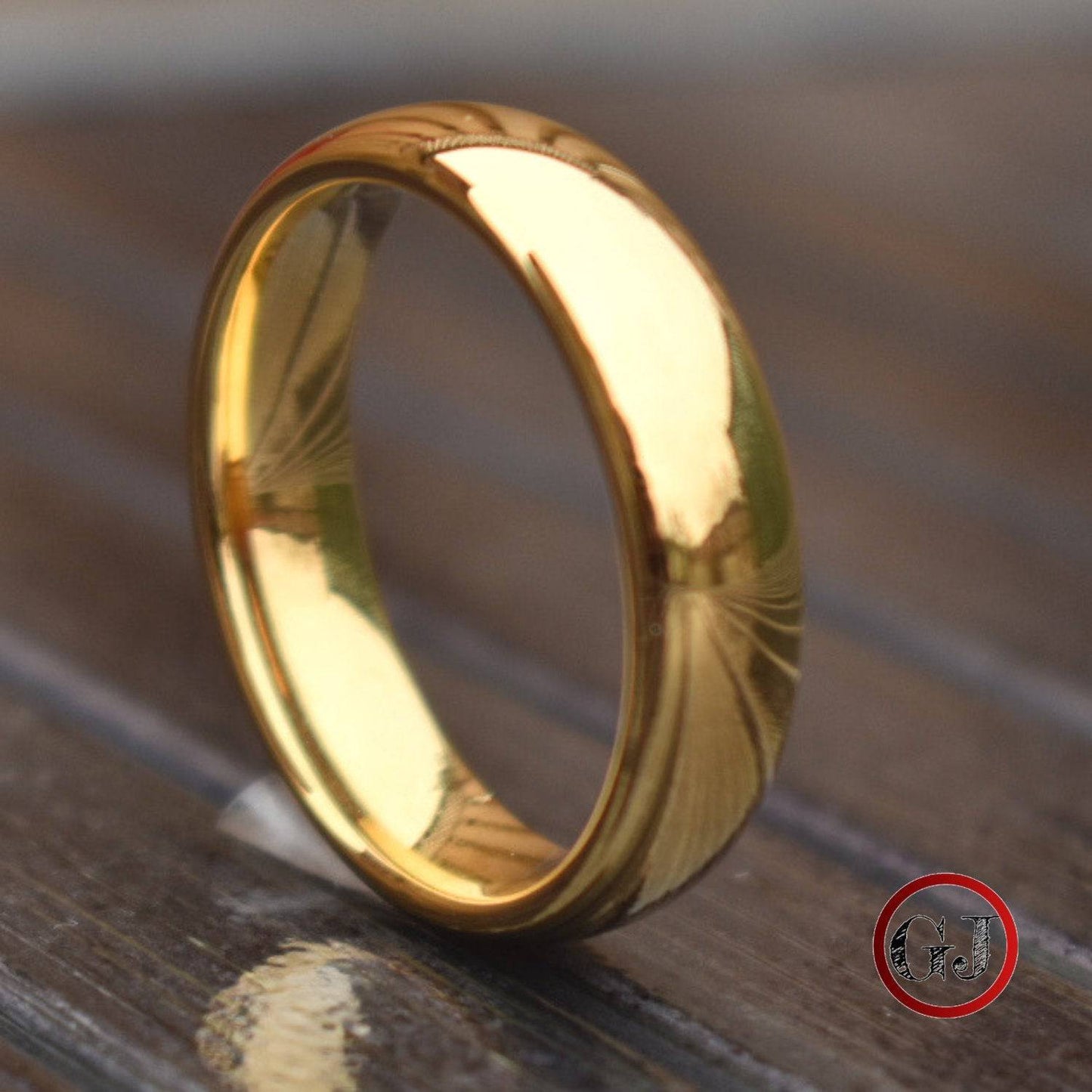 Tungsten Ring 6mm Classic Gold Comfort fit band - Tungsten Titans