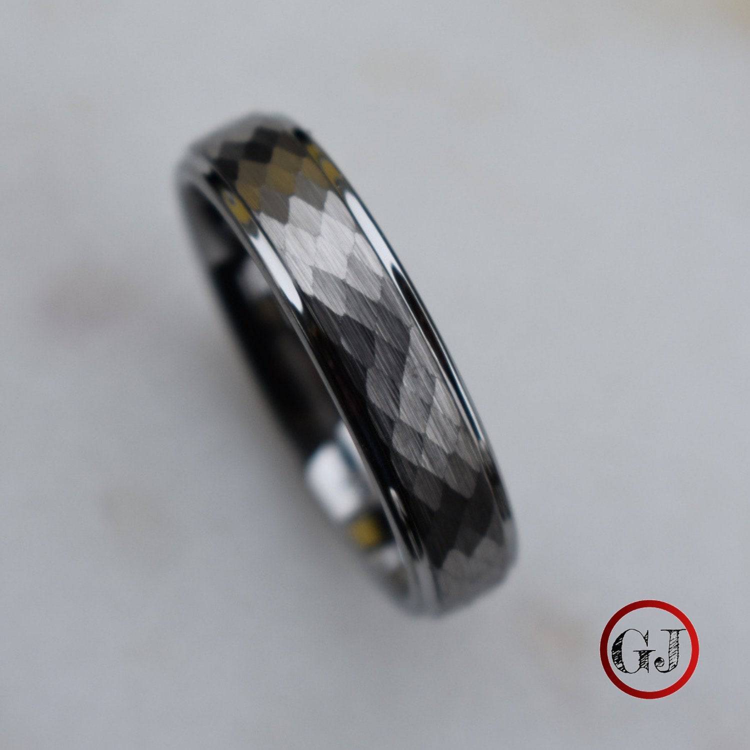 Tungsten 7mm Ring Hammered Silver with Comfort fit band - Tungsten Titans