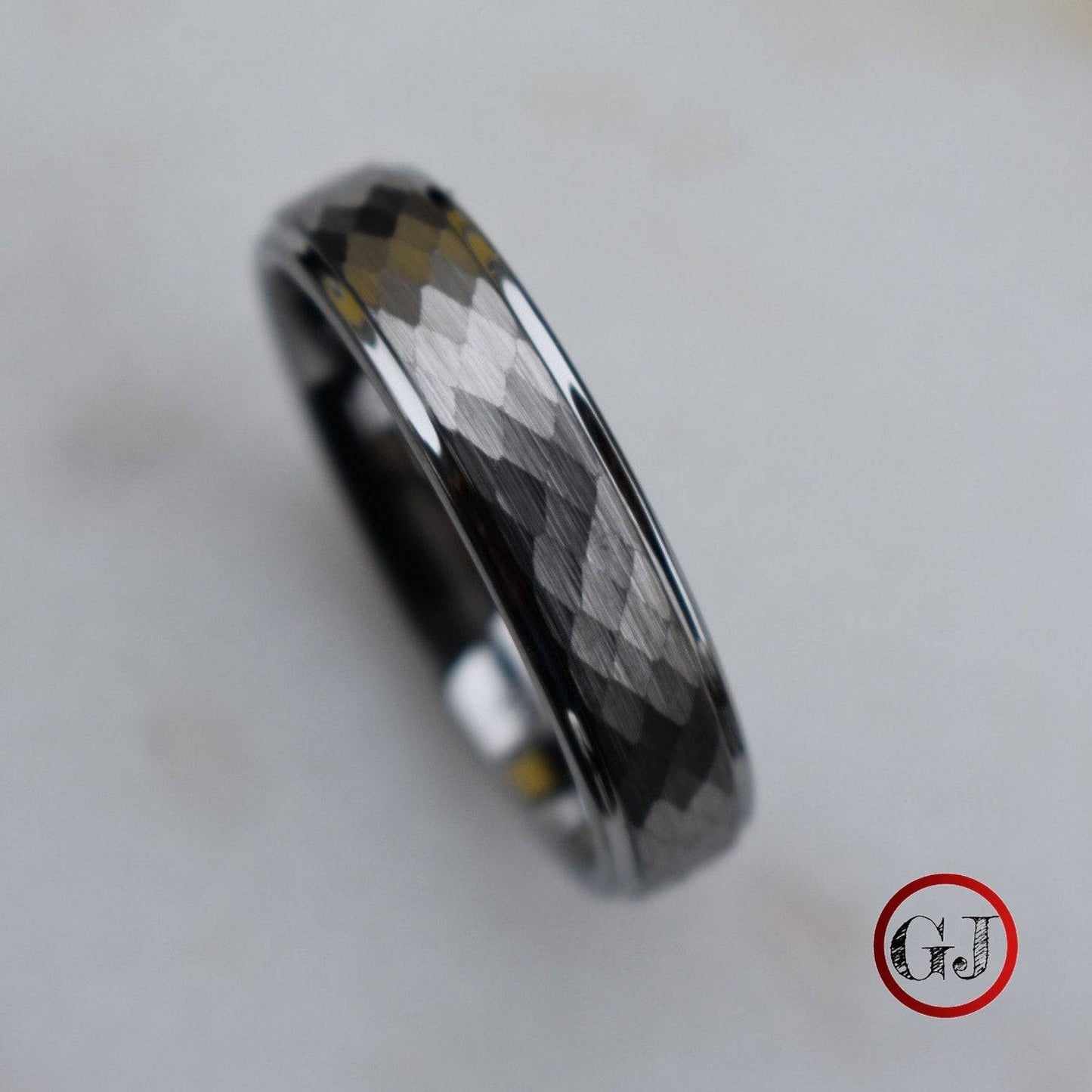 Tungsten 7mm Ring Hammered Silver with Comfort fit band - Tungsten Titans