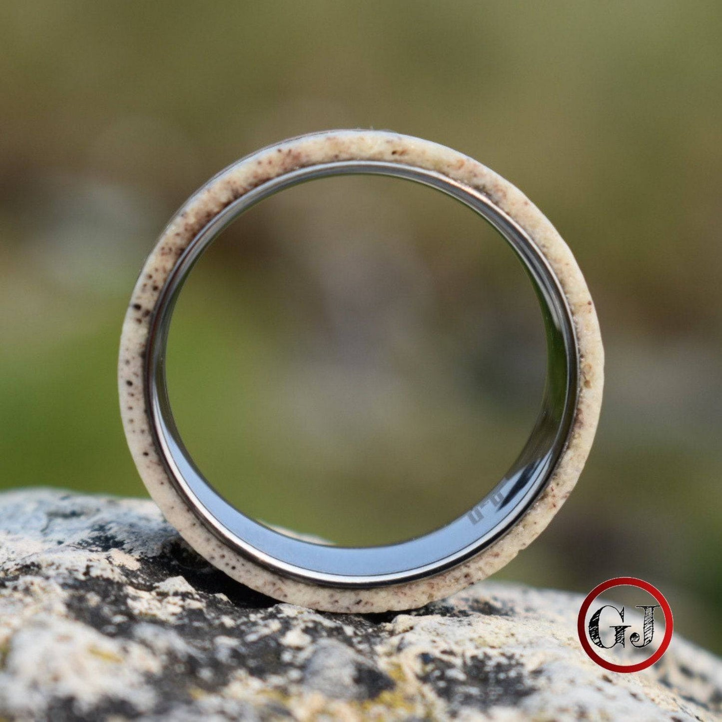 Whiskey Barrel and Deer Antler 8mm Ring with Tungsten Band - Tungsten Titans