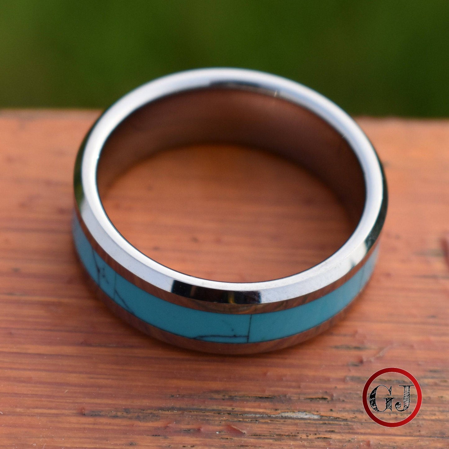 Tungsten 8mm Ring with Kallaite Stone Inlay - Tungsten Titans