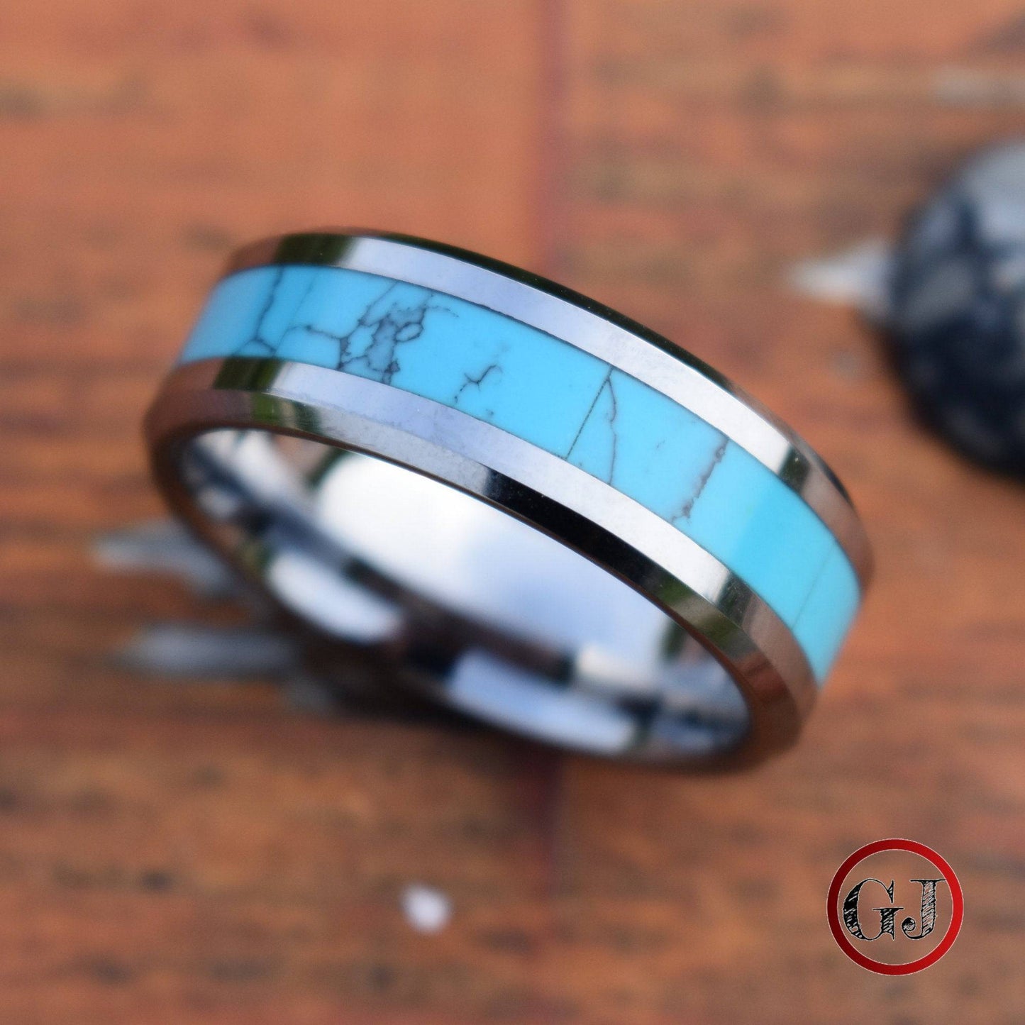 Tungsten 8mm Ring with Kallaite Stone Inlay - Tungsten Titans