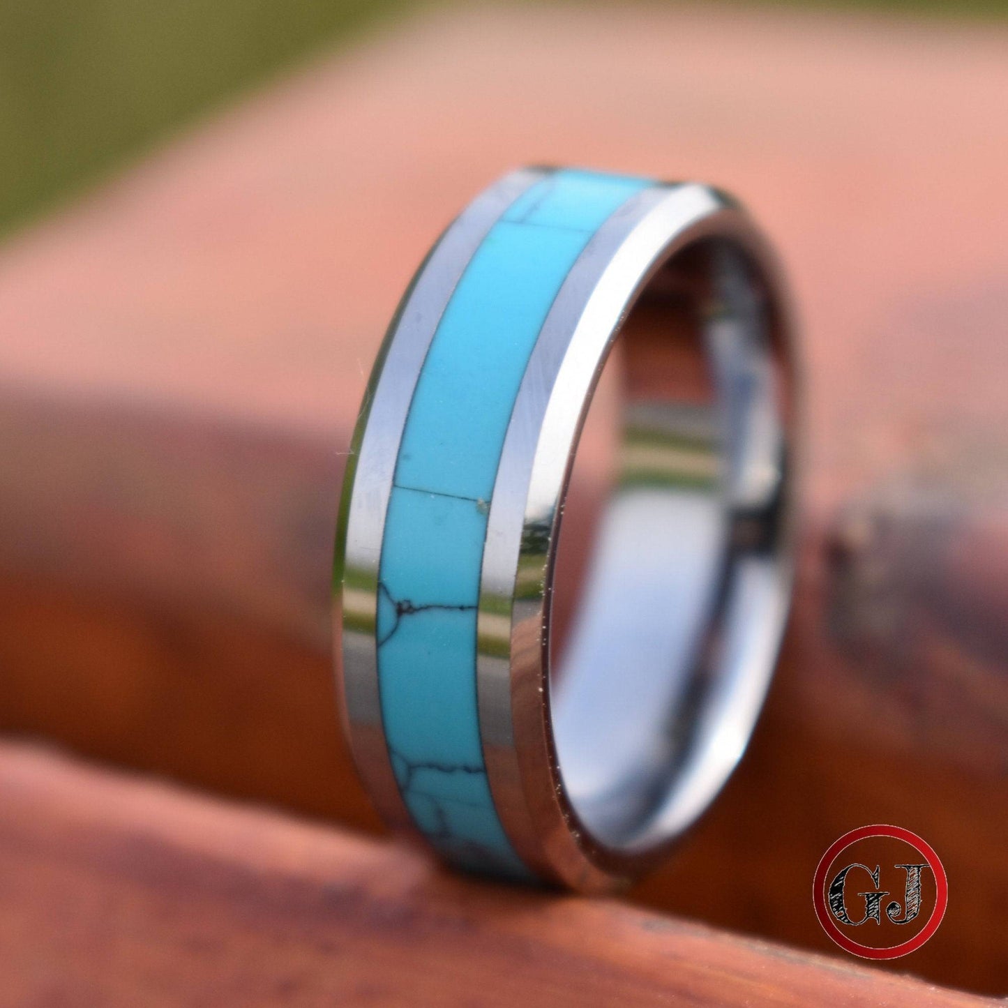 Tungsten 8mm Ring with Kallaite Stone Inlay - Tungsten Titans