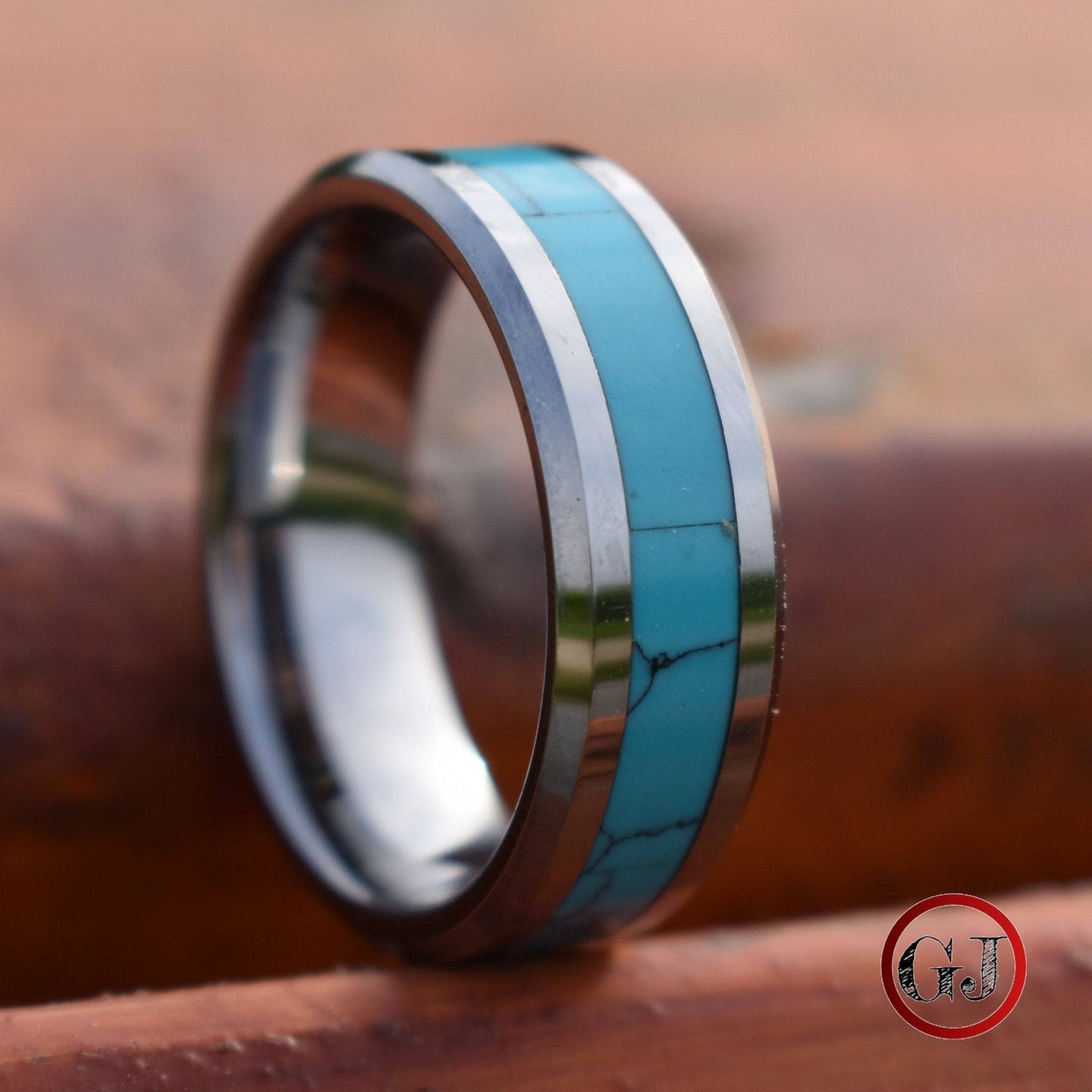 Tungsten 8mm Ring with Kallaite Stone Inlay - Tungsten Titans