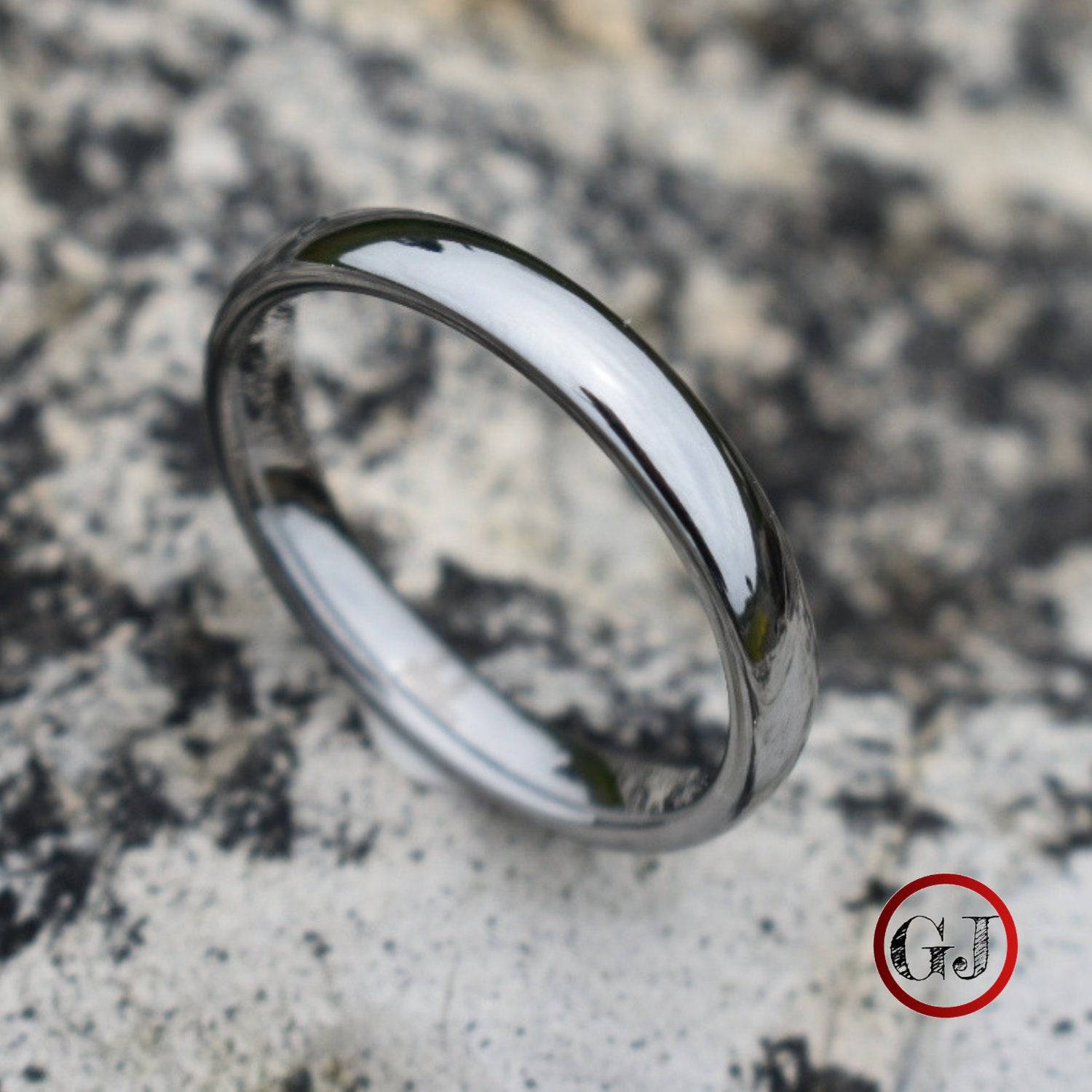 Tungsten Ring 4mm Classic Silver Comfort fit band - Tungsten Titans
