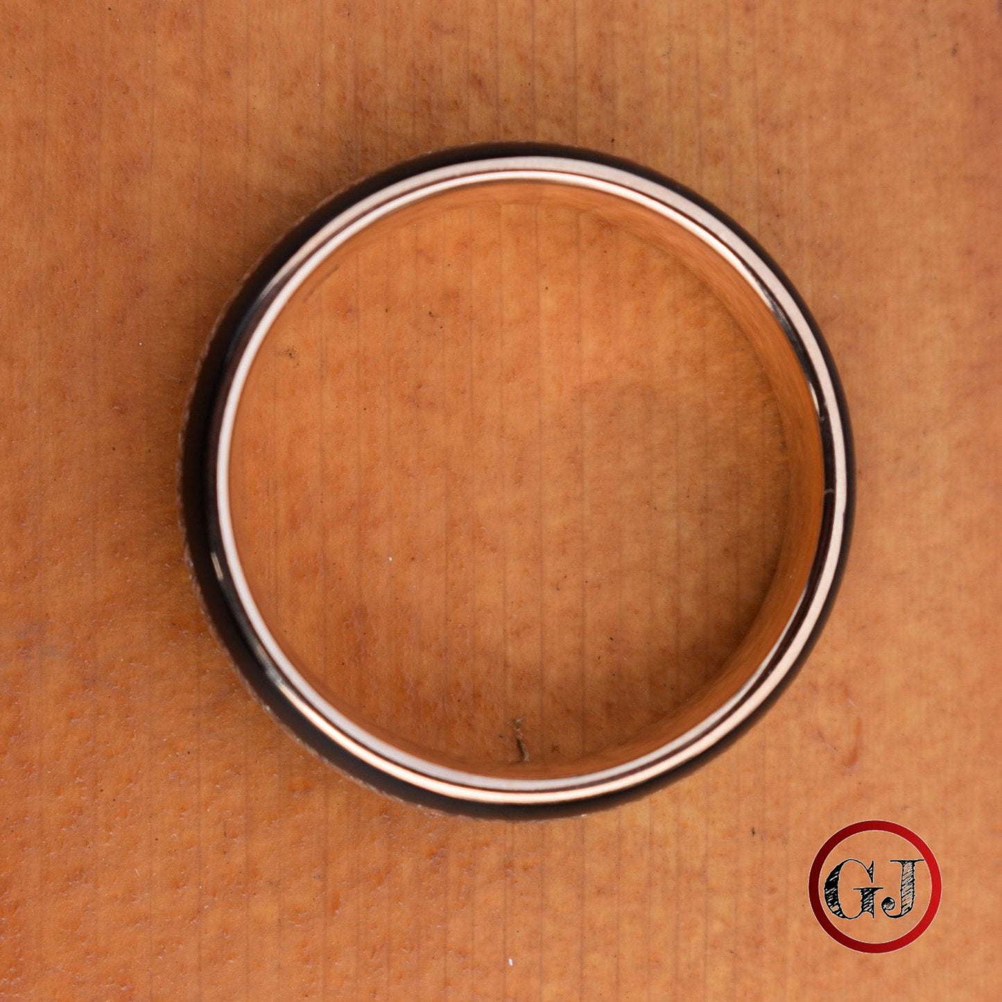 Tungsten 8mm Ring Black with Meteorite and Rose Gold Inner Band - Tungsten Titans