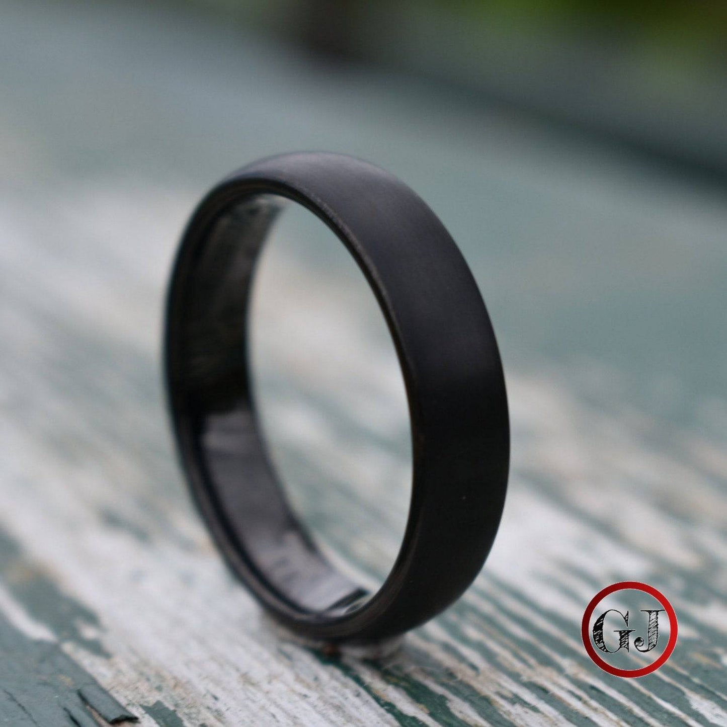 Black Brushed Tungsten 6mm Ring with Black Polished Inner Band - Tungsten Titans