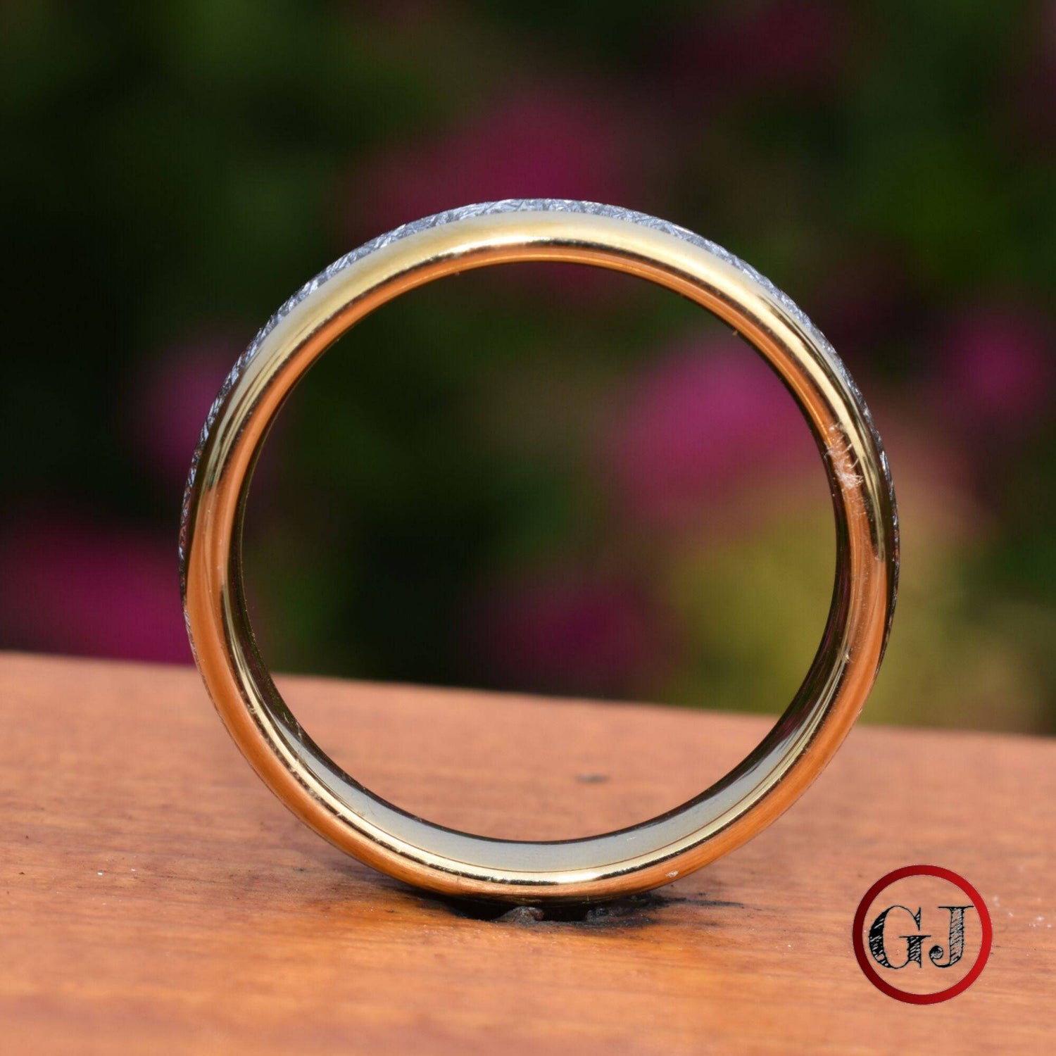 Tungsten 6mm Ring Gold with Meteorite - Tungsten Titans