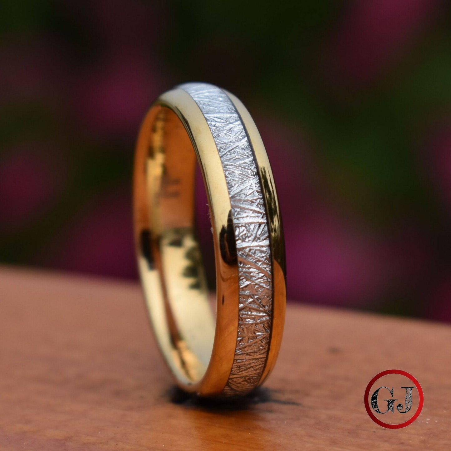 Tungsten 6mm Ring Gold with Meteorite - Tungsten Titans
