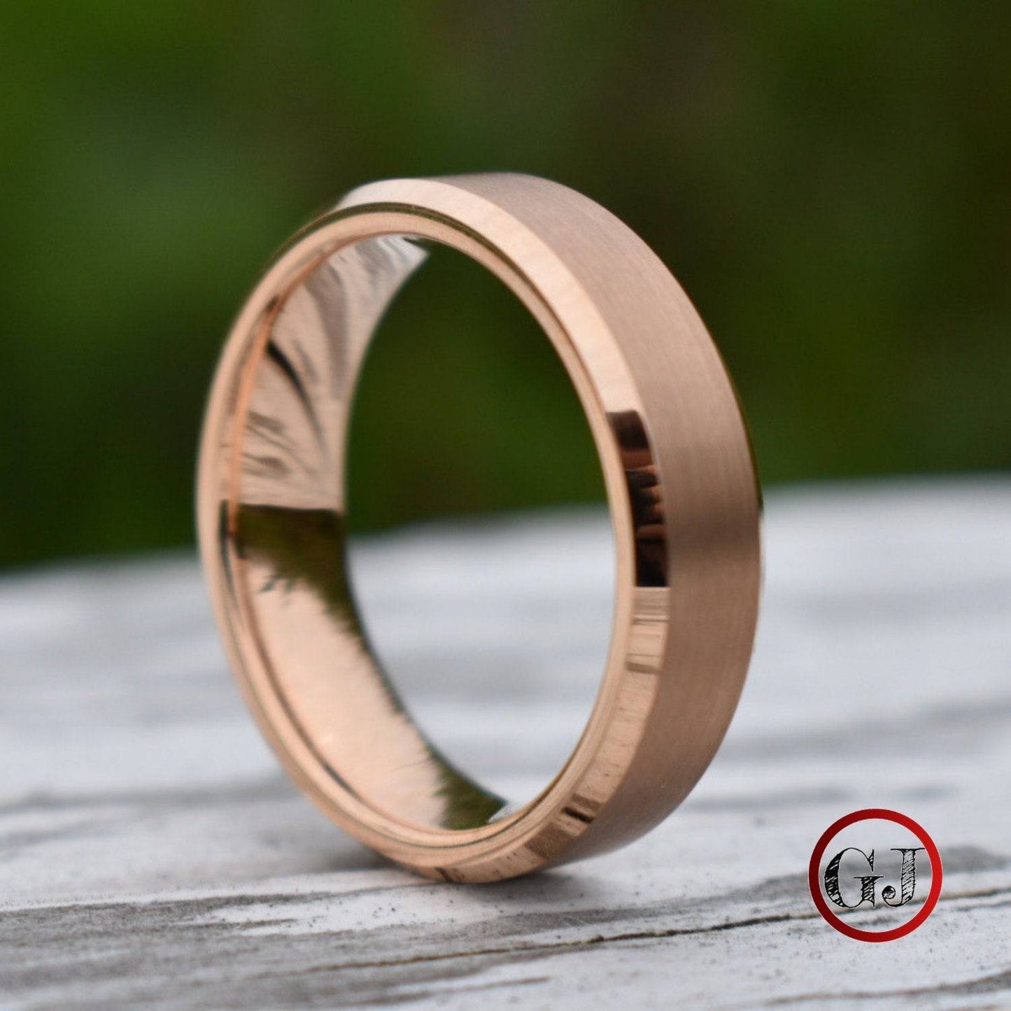 Tungsten Ring 6mm Brushed Rose Gold with Beveled Edge - Tungsten Titans