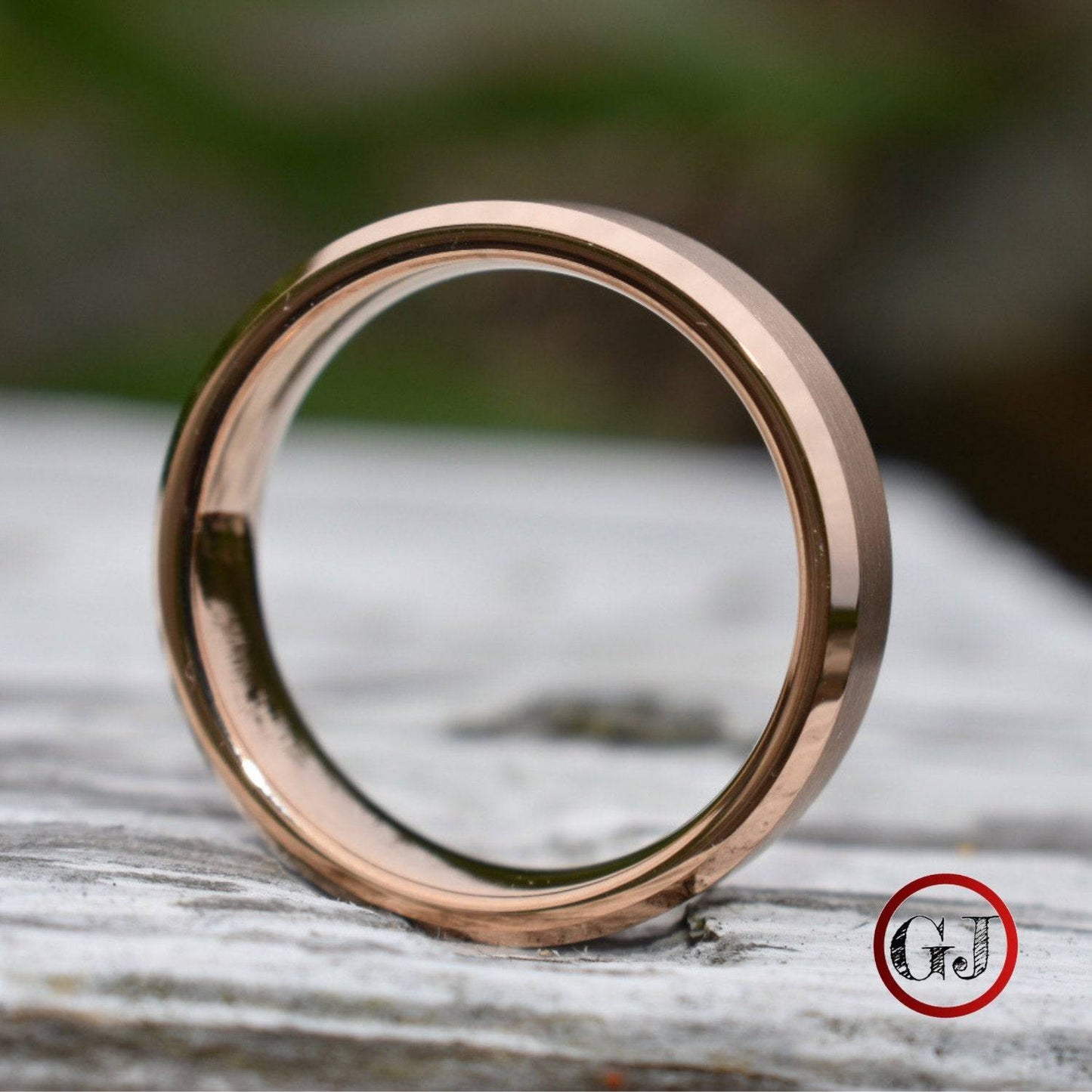 Tungsten Ring 6mm Brushed Rose Gold with Beveled Edge - Tungsten Titans