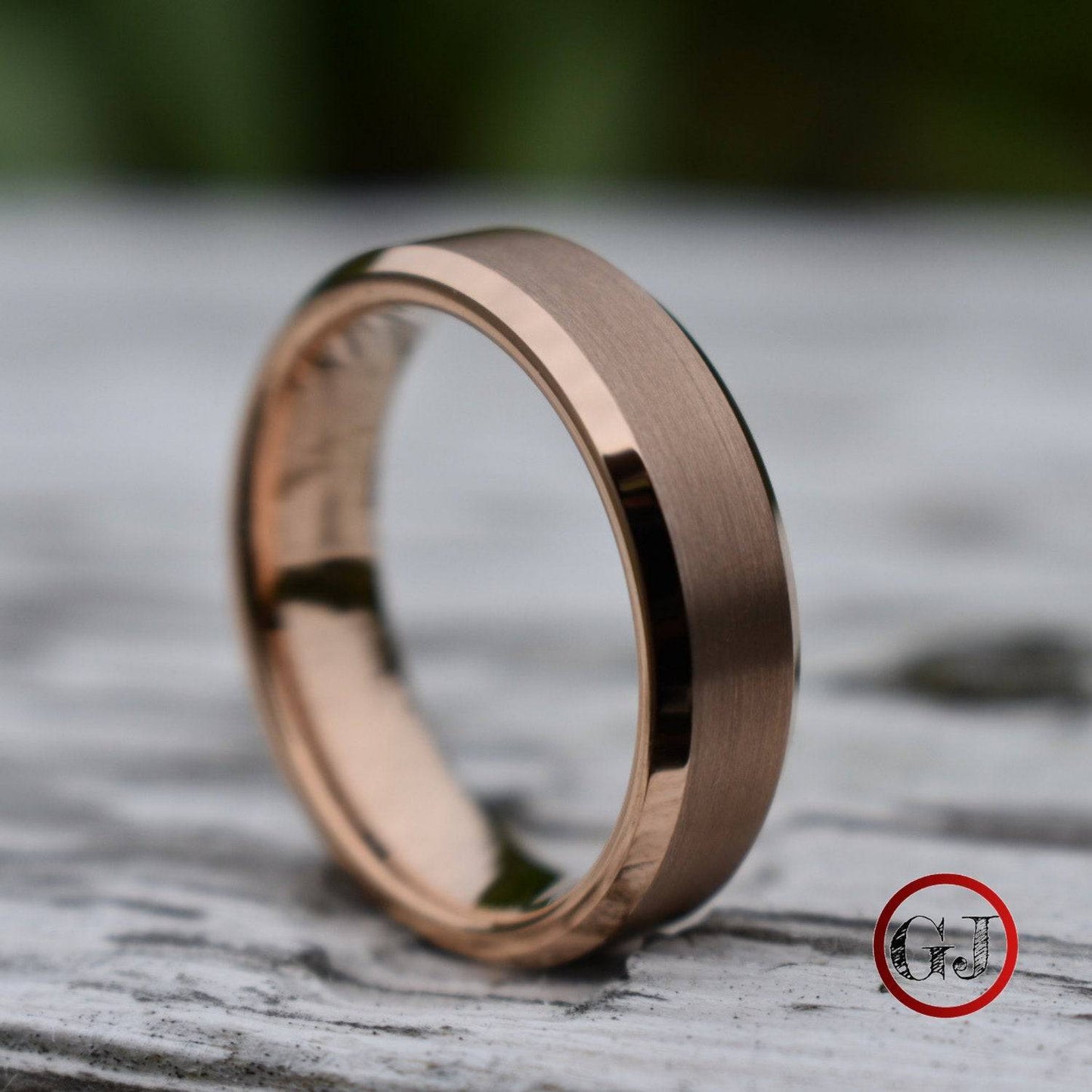Tungsten Ring 6mm Brushed Rose Gold with Beveled Edge - Tungsten Titans