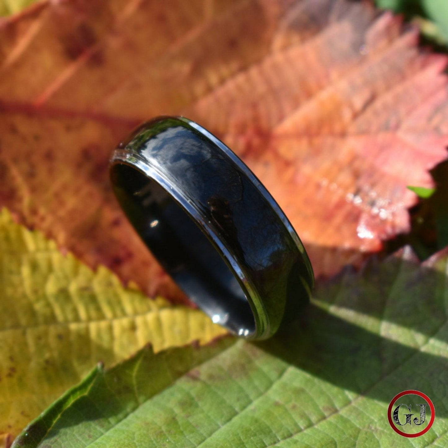 Tungsten 8mm Ring Black Domed with Silver Edges - Tungsten Titans