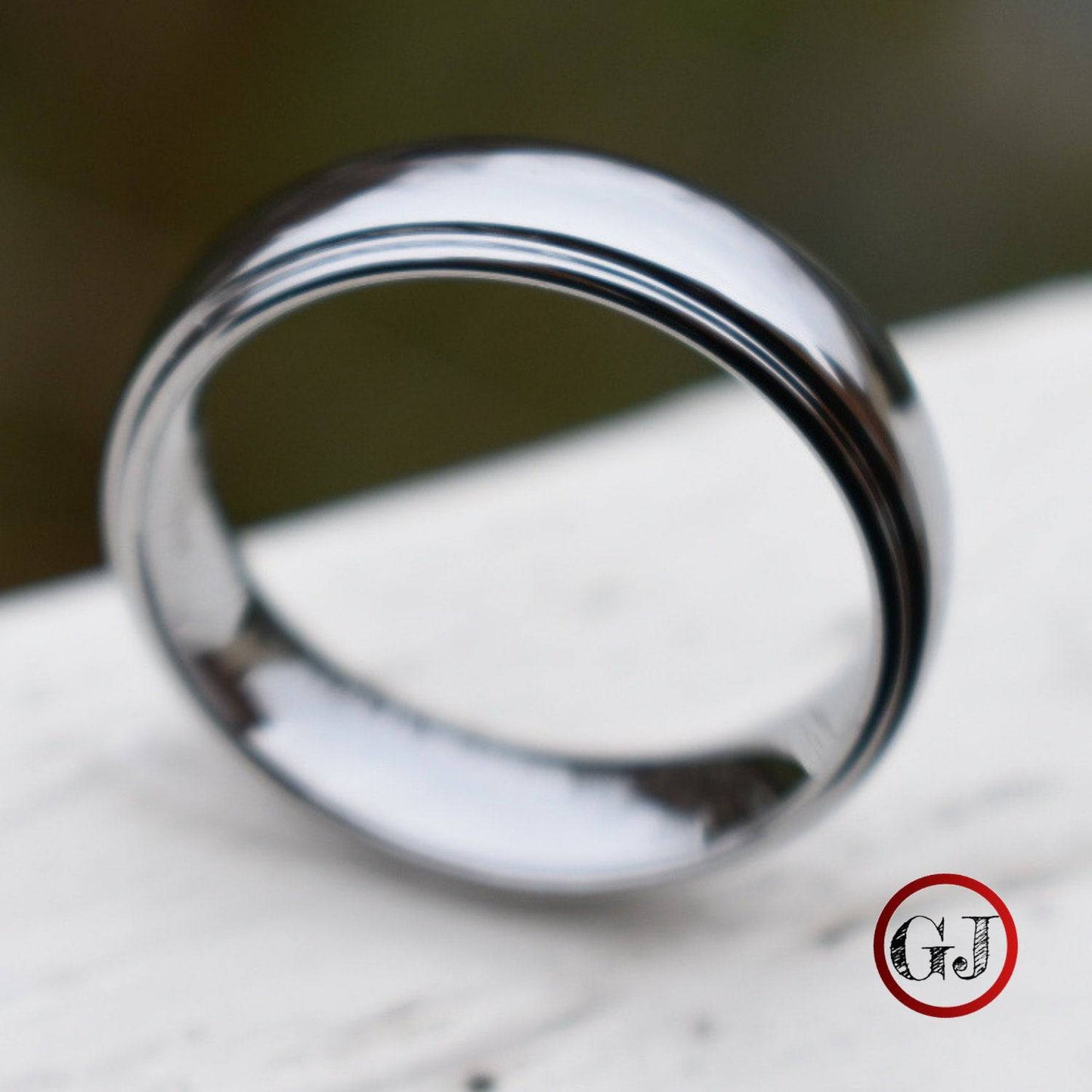Tungsten 7mm Ring Polished Dome Silver with Bevelled Edges - Tungsten Titans