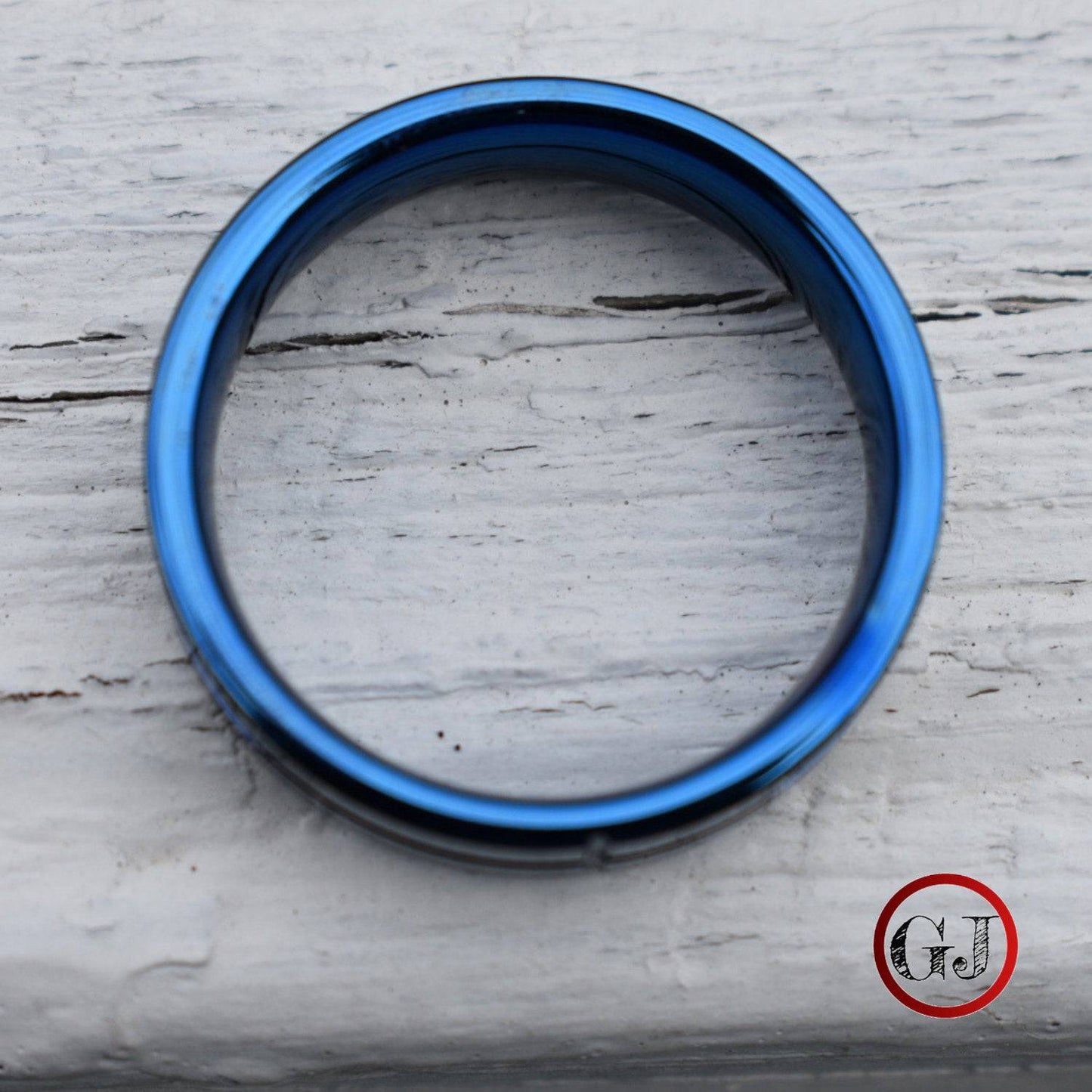 Tungsten 6mm Silver Ring with a Blue Cross and Comfort fit band - Tungsten Titans