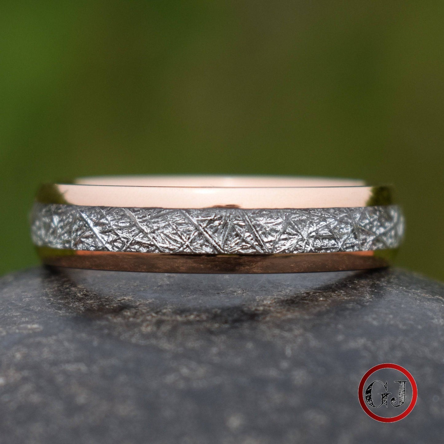 Tungsten 6mm Ring Rose Gold with Meteorite - Tungsten Titans