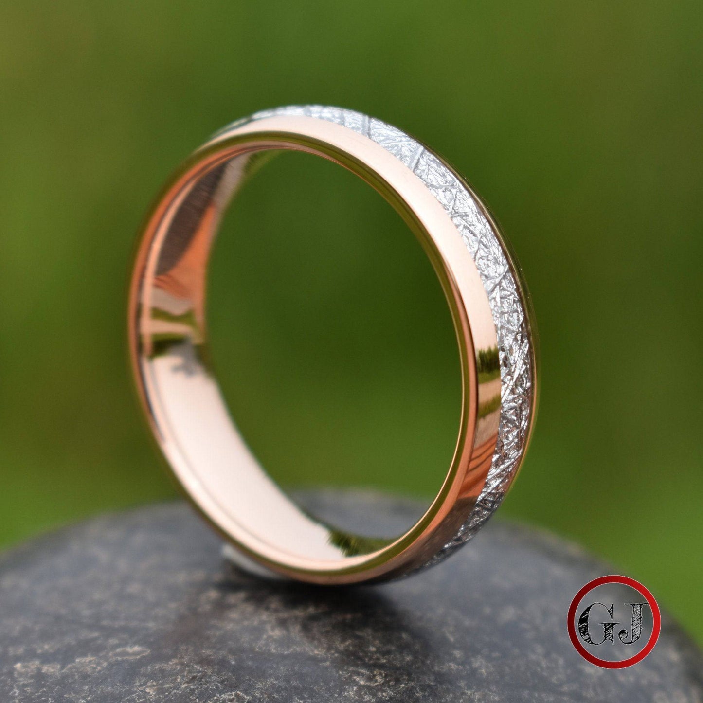 Tungsten 6mm Ring Rose Gold with Meteorite - Tungsten Titans