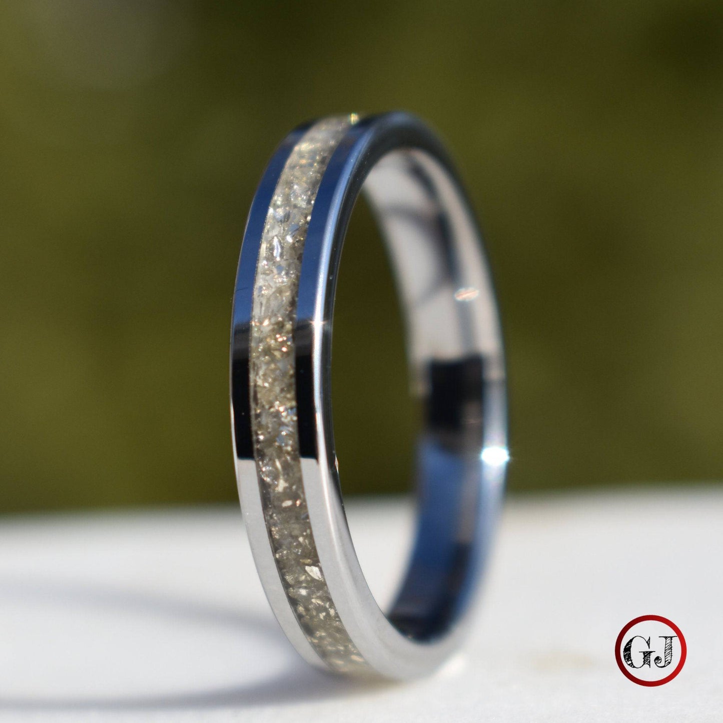 Tungsten Ring German Silver Glass Wedding Band - Tungsten Titans