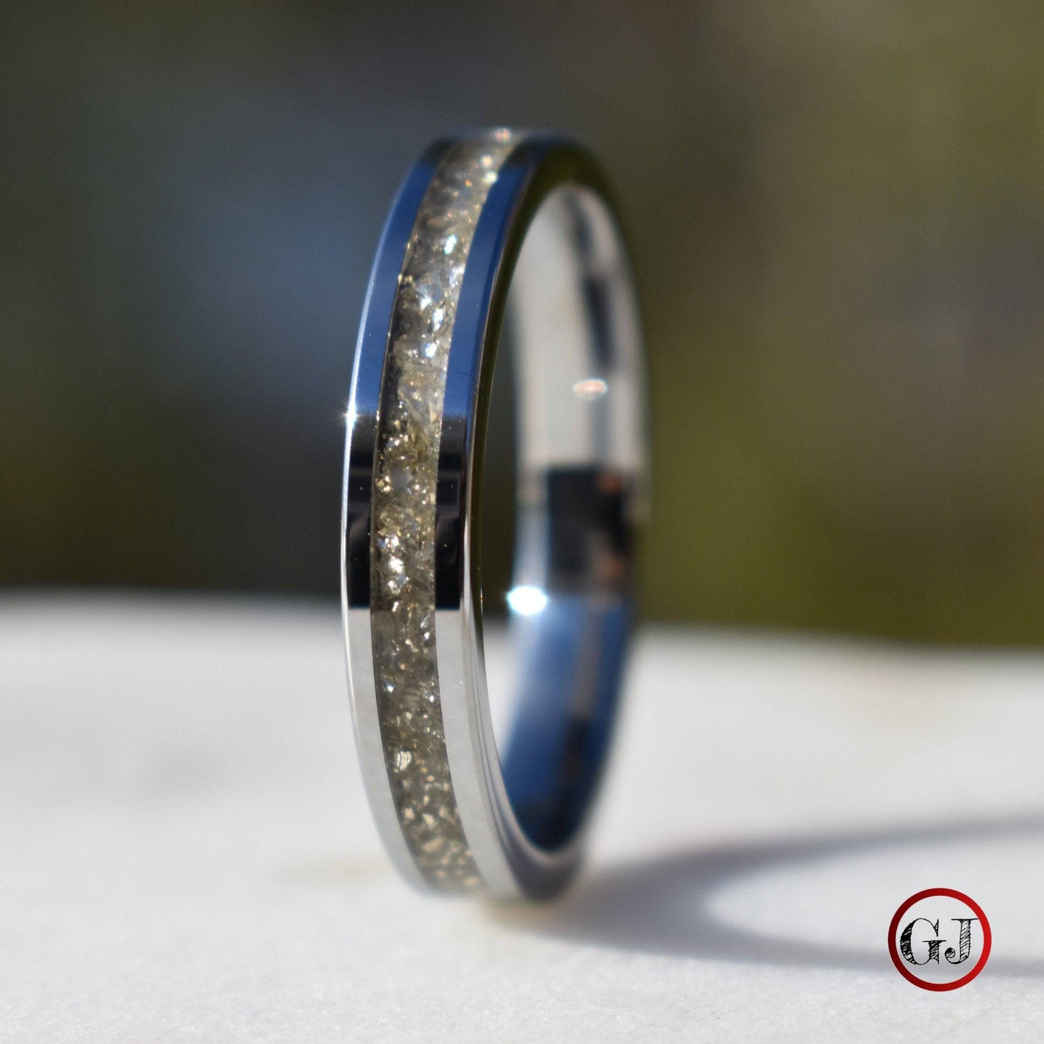 Tungsten Ring German Silver Glass Wedding Band - Tungsten Titans