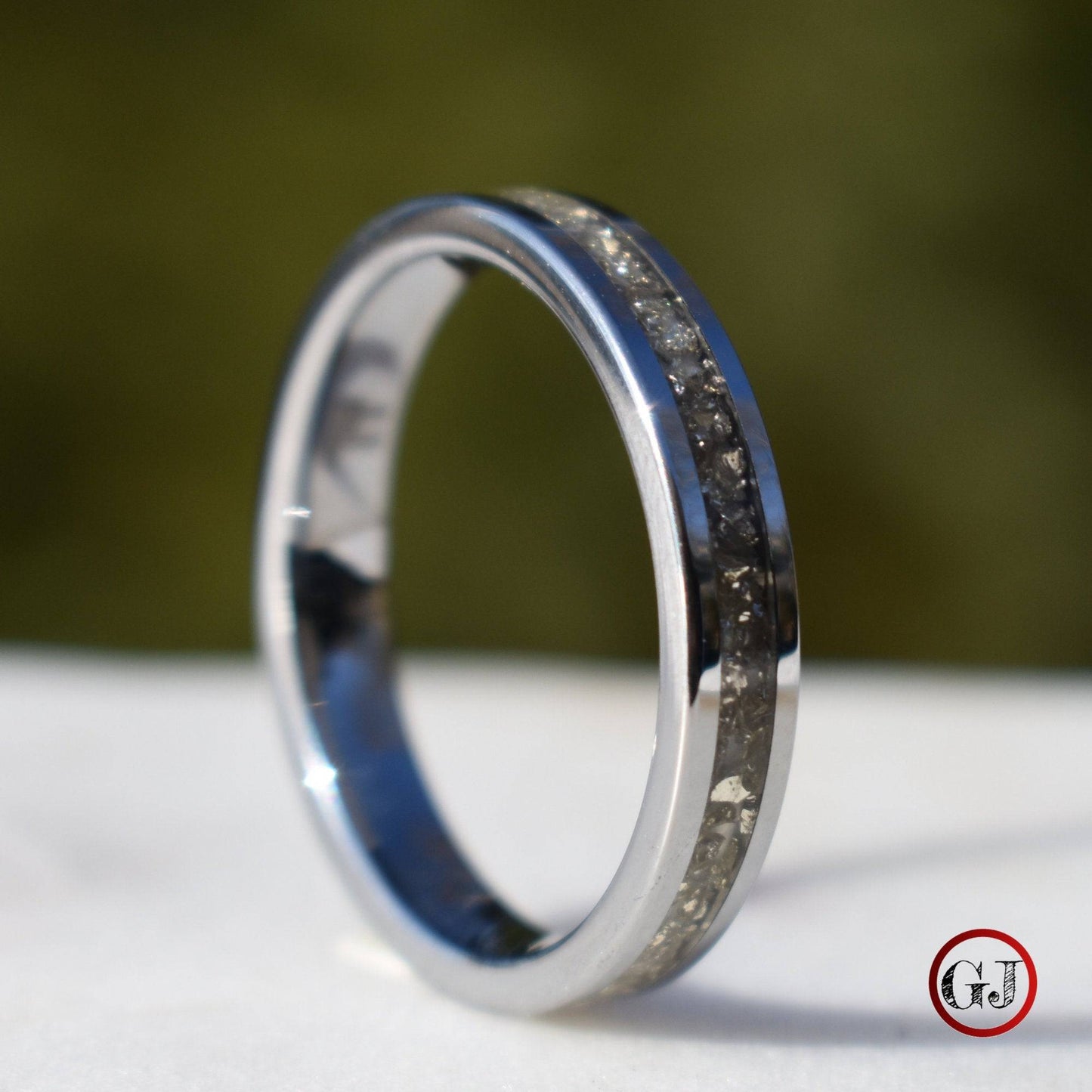 Tungsten Ring German Silver Glass Wedding Band - Tungsten Titans