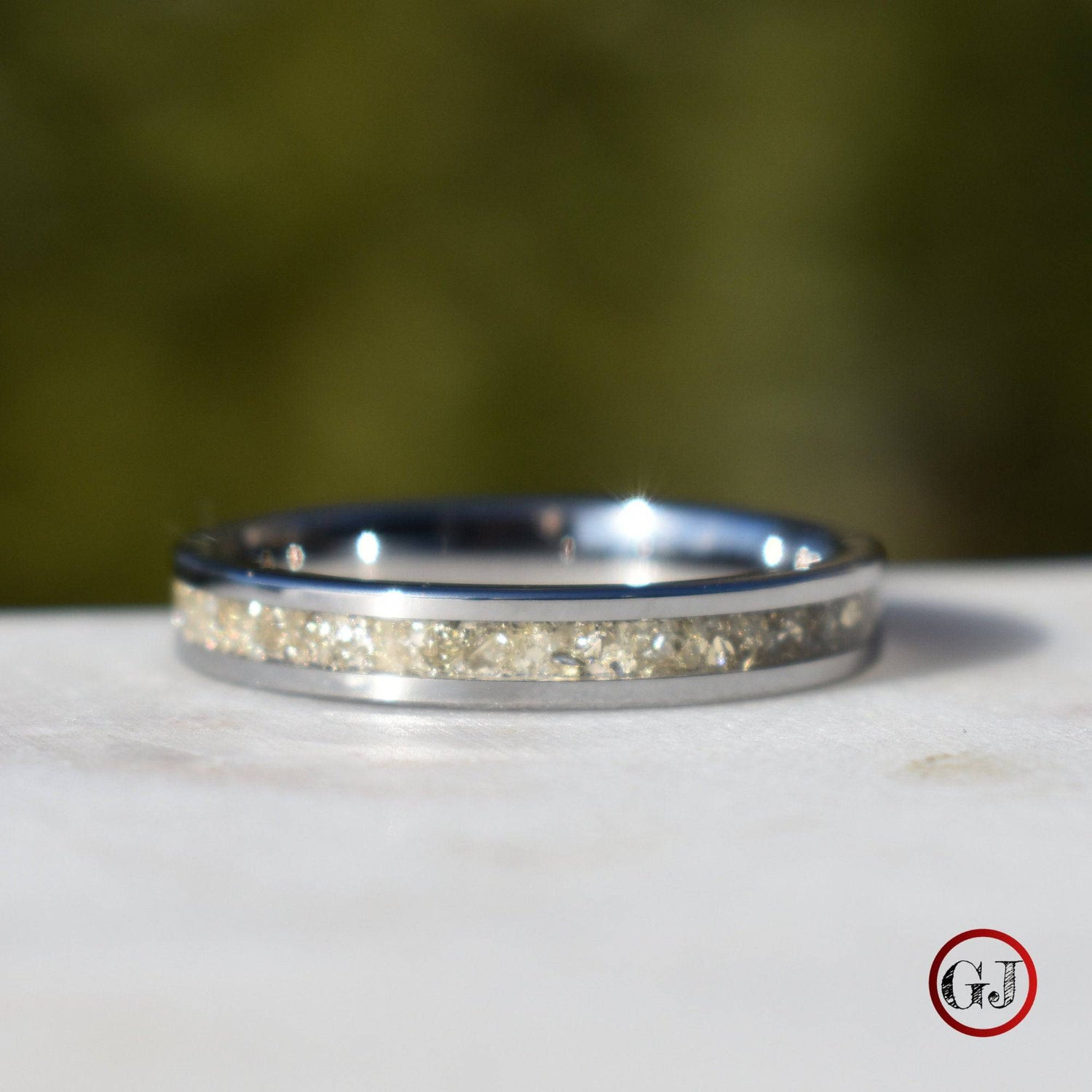 Tungsten Ring German Silver Glass Wedding Band - Tungsten Titans