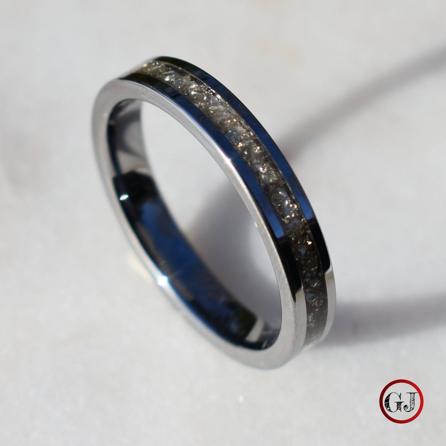 Tungsten Ring German Silver Glass Wedding Band - Tungsten Titans