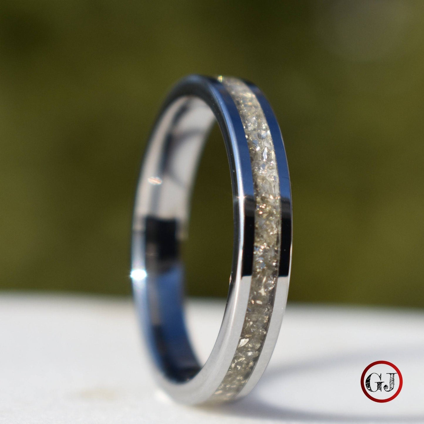 Tungsten Ring German Silver Glass Wedding Band - Tungsten Titans