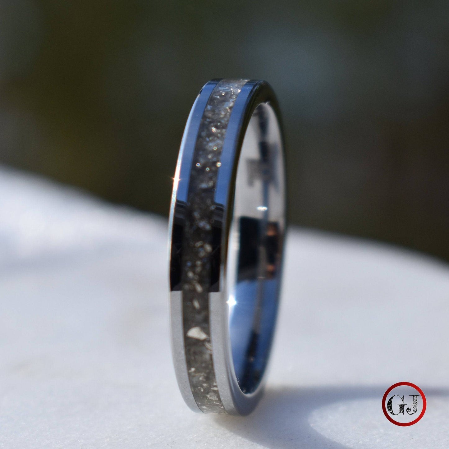Tungsten Ring German Silver Glass Wedding Band - Tungsten Titans