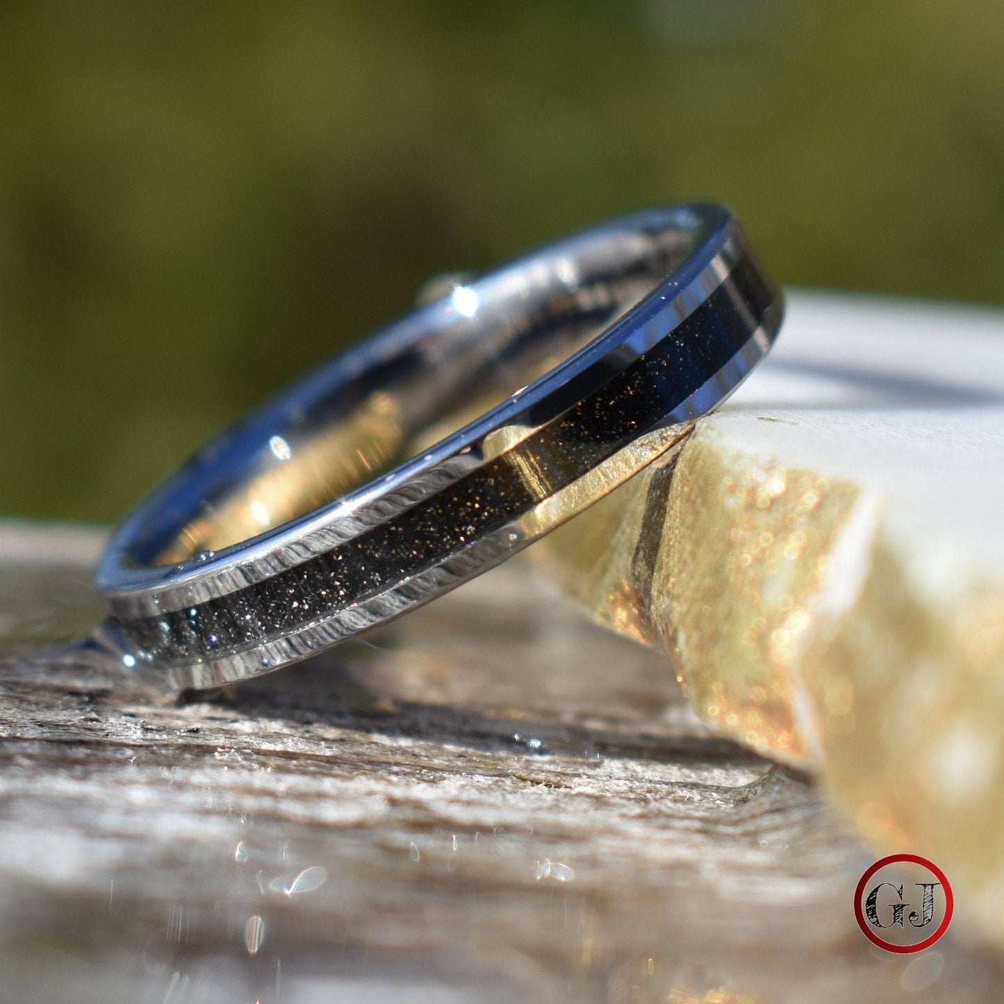 Tungsten Ring Black Druzy Quartz Wedding Band, Womens Ring, Womens Wedding Band - Tungsten Titans