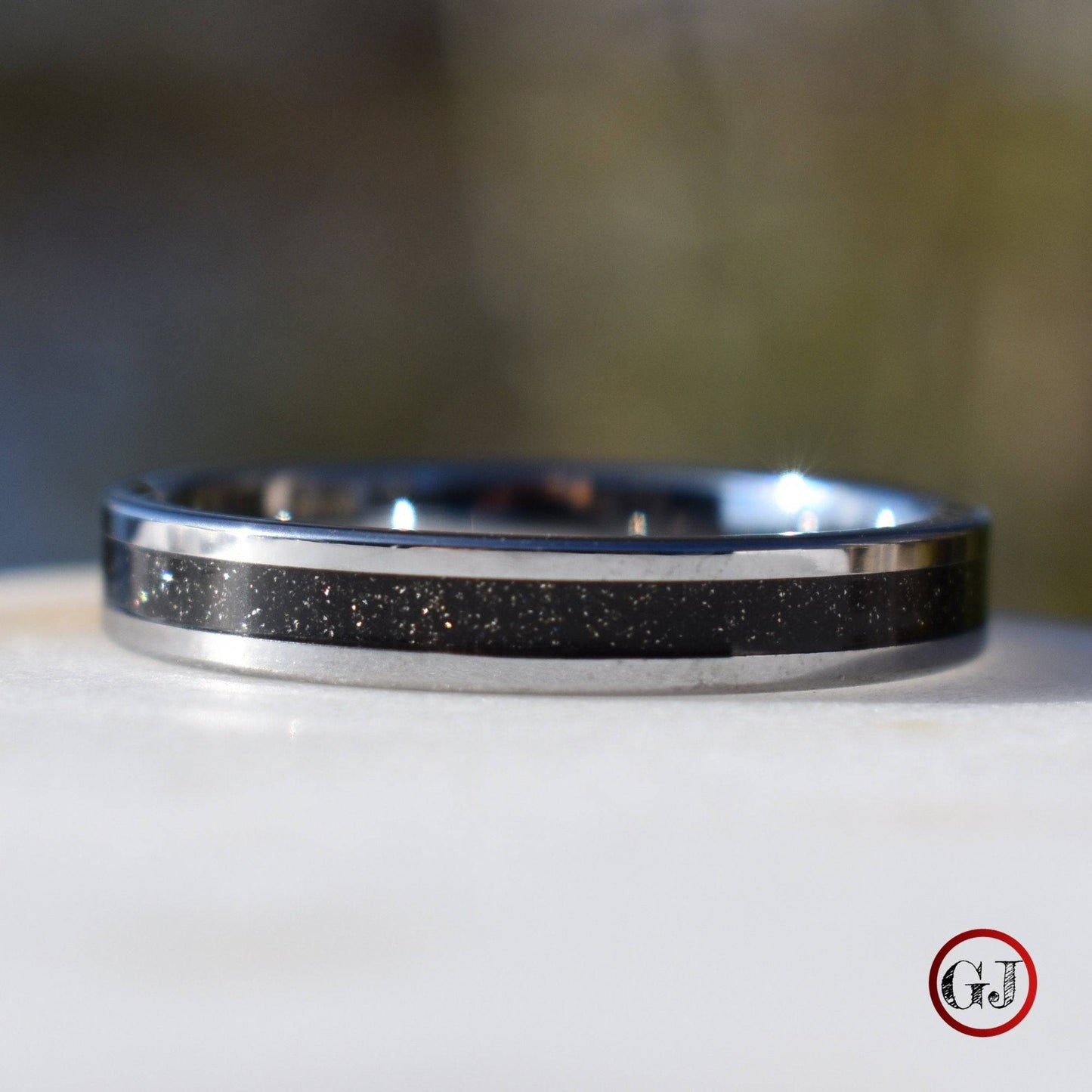 Tungsten Ring Black Druzy Quartz Wedding Band, Womens Ring, Womens Wedding Band - Tungsten Titans