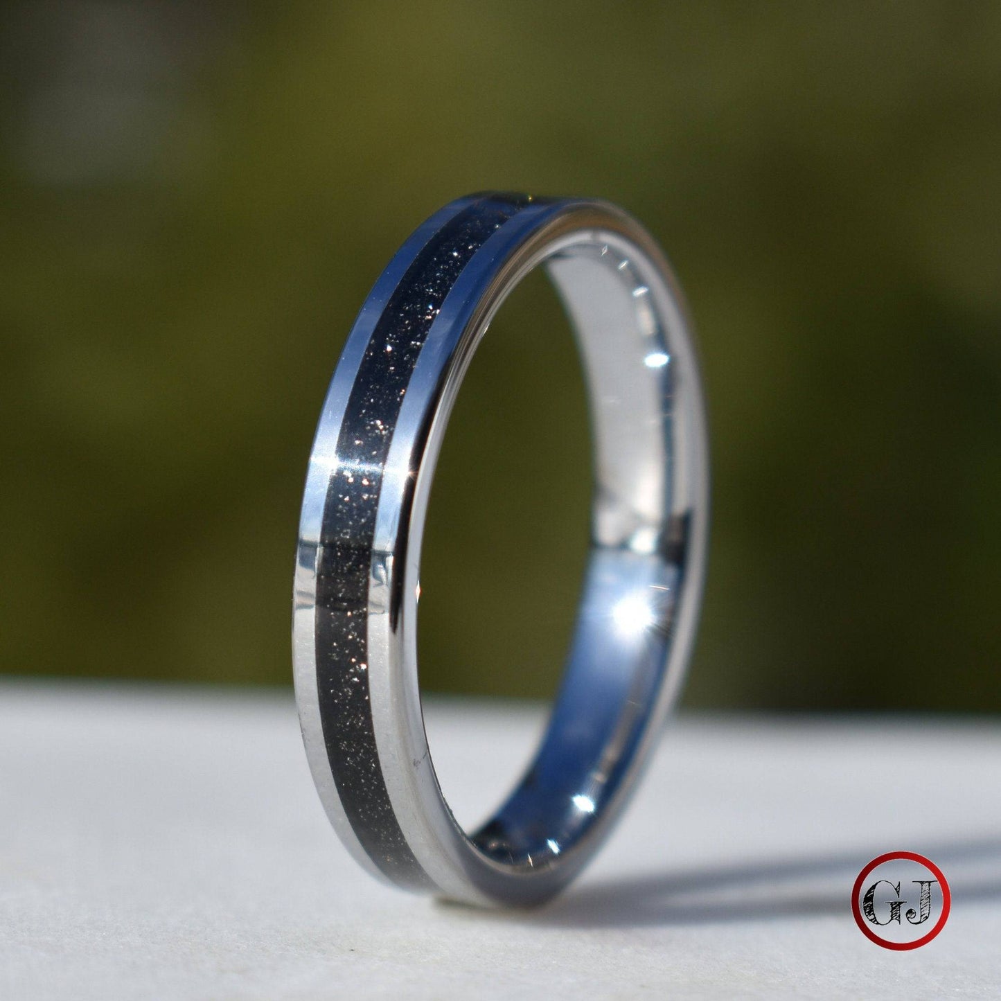 Tungsten Ring Black Druzy Quartz Wedding Band, Womens Ring, Womens Wedding Band - Tungsten Titans