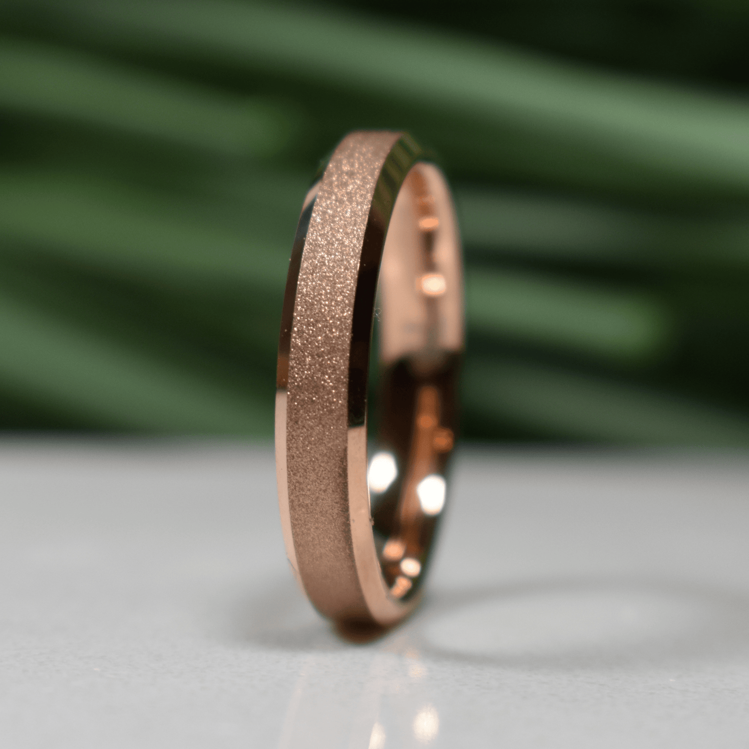 Tungsten 4mm Ring Rose Gold Sandblasted Wedding Band - Tungsten Titans