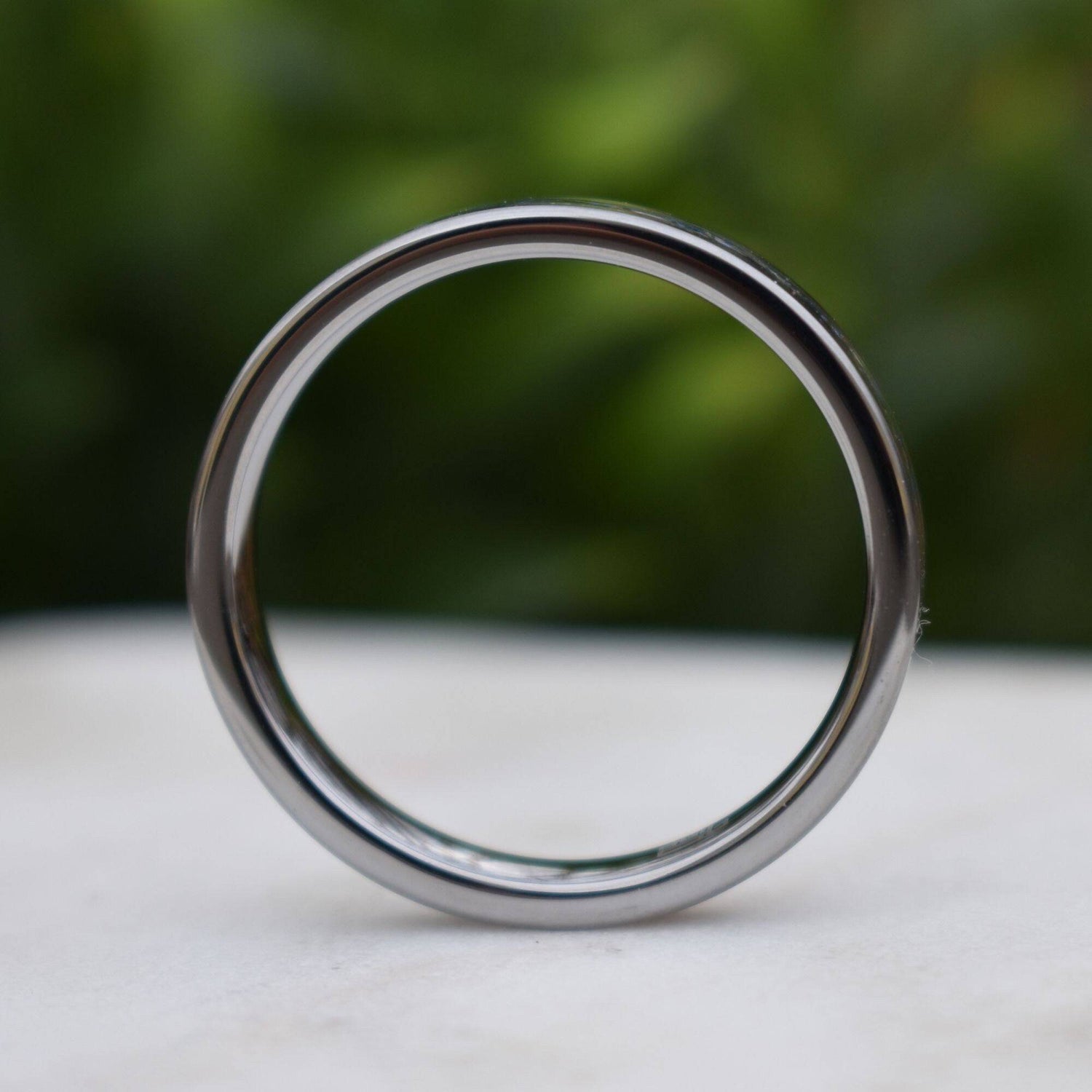 Tungsten 4mm Ring Blue Sapphire German Glass Wedding Band, Womens Ring, Womens Wedding Band - Tungsten Titans
