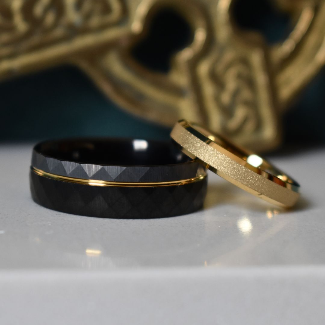 Tungsten 4mm Ring Gold Sandblasted Wedding Band - Tungsten Titans