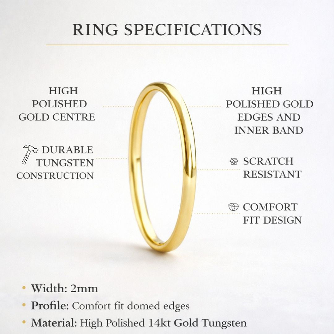 Tungsten 2mm Gold Ring - Tungsten Titans