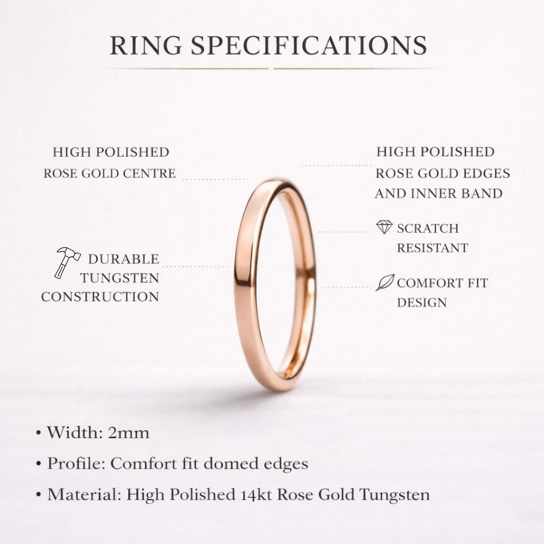 Tungsten 2mm Rose Gold Ring - Tungsten Titans