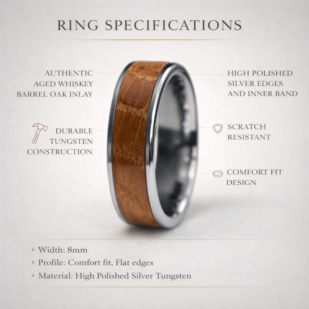 Whiskey Barrel 8mm Tungsten Ring - Tungsten Titans