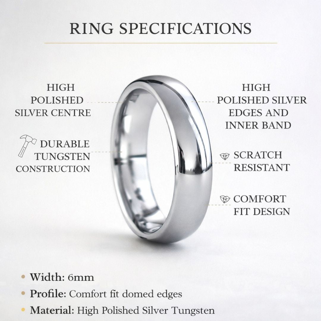 Tungsten Classic Silver 6mm Ring - Tungsten Titans