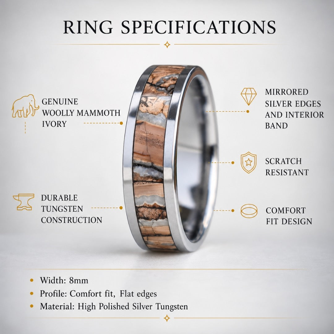 Woolly Mammoth Tusk Inlay Tungsten Ring