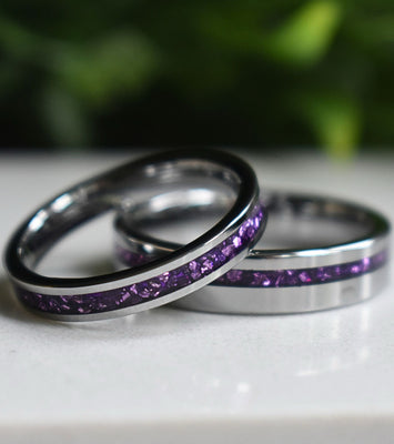 Tungsten 6mm Ring with Amethyst Inlay - Tungsten Titans