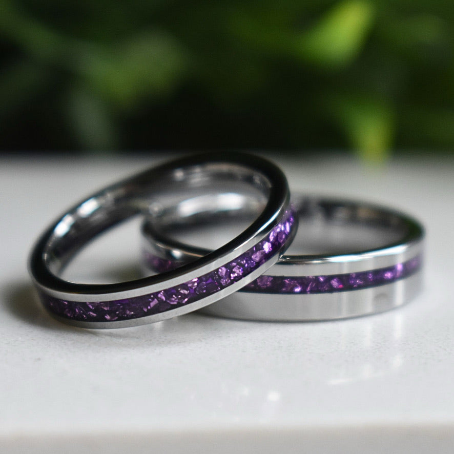 Tungsten 6mm Ring with Amethyst Inlay - Tungsten Titans